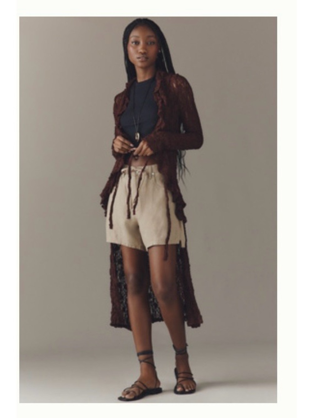 Anthropologie Cocoa Plum Long Cardigan